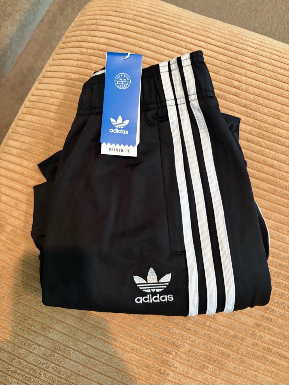 adidas Kids Black Joggers with White Three-Stripe